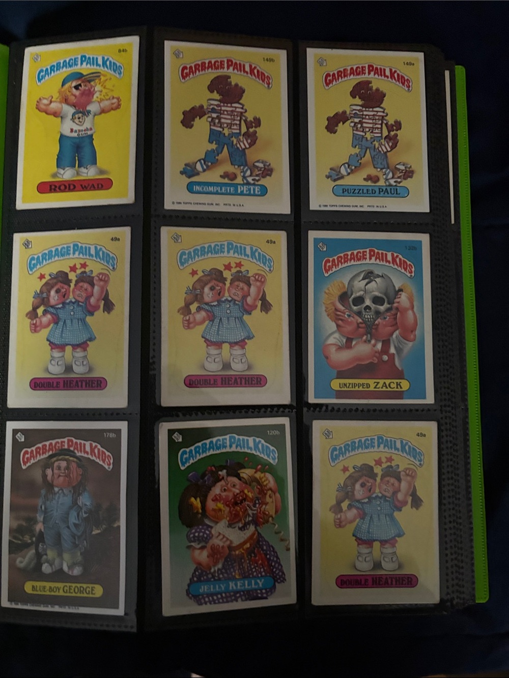 Topps Garbage Pail Kids Cards - Yellow & Blue Artwork